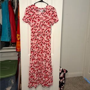 Viral Betsey Johnson Strawberry Print Dress - Pink/Red